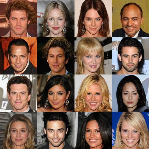 A grid of 16 celebrity faces