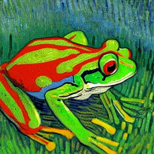 Frog in a meadow by Van Gogh